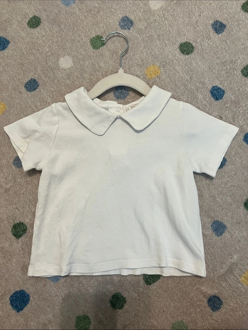 The Beaufort Bonnet Company Peter Pan Collar Shirt in White, size 2T